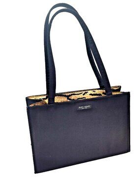 Kate Spade New York Black Shoulder Tote Handbag Purse Leopard print Lining